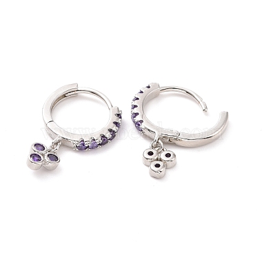 Purple Cubic Zirconia Grape Dangle Hoop Earrings(EJEW-C030-12P)-2
