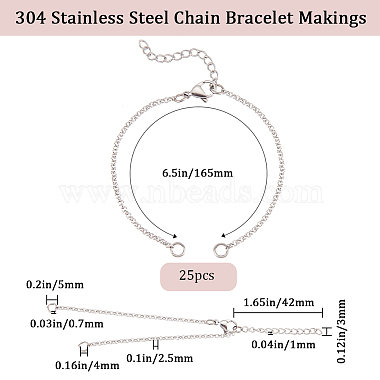 25Pcs 304 Stainless Steel Chain Bracelet Makings(AJEW-BBC0002-16)-2