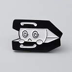 Ghost Enamel Pin, Electrophoresis Black Alloy Brooch for Clothes Backpack, Box Pattern, 17.5x28x1.6mm(JEWB-WH0010-48E)