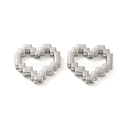 Alloy Beads, Long-Lasting Plated, Lead Free & Cadmium Free & Nickel Free, Heart Shape, Platinum, 13.5x16x3.5mm, Hole: 1.6mm(PALLOY-K020-13A-P)
