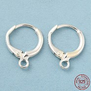 925 Sterling Silver Leverback Earrings Findings, with 1-Loop & S925 Stamp, Silver, 15x11.5x2mm, Hole: 1.8mm, Pin: 0.9mm(STER-M110-01C-S)