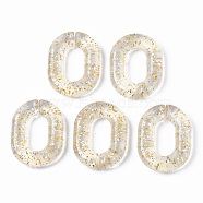 Transparent Acrylic Linking Rings, with Glitter Powder, Quick Link Connectors, For Jewelry Cable Chains Making, Oval, Beige, 24x18x5mm, Inner Diameter: 7x13mm, about 380pcs/500g(TACR-T016-09B)