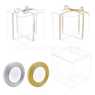 BENECREAT Foldable Transparent PVC Boxes, with Glitter Metallic Ribbon, Mixed Color, PVC Boxes: 10pcs(CON-BC0001-95)