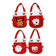 4Pcs 4 Styles Christmas Velvet Candy Bags Decorations, Drawstring Cartoon Doll Bag, with Handle, for Christmas Party Snack Gift Ornaments, Red, 37.5x20cm, 1pc/style(ABAG-SZ0001-14)