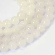 Natural White Jade Round Bead Strands, 10~10.5mm, Hole: 1.2mm, about 36pcs/strand, 15.5 inch(X-G-E334-10mm-13)