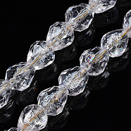 Transparent Crackle Glass Beads Strands, Faceted, Teardrop, Clear, 10.5x10mm, Hole: 1.2mm, about 33Pcs/strand, 13.78 inch(35cm)(GLAA-N051-03)