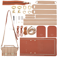 DIY PU Leather Shoulder Bag Kits, Including Fabric, Adjustable Bag Handle, Zinc Alloy Twist Lock Clasps, Screwdriver, Thread, Needle, Zipper, Sandy Brown, 20~2025x5~76x0.2~32mm(DIY-WH0387-17B)