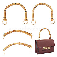 2 Style Bamboo Bag Handles, with Alloy Clasps, Goldenrod, 45~112x150~165x14~15mm, Hole: 3.5mm(FIND-BT0001-28)
