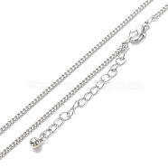 Brass Curb Chain Necklaces, Long-Lasting Plated, Real Platinum Plated, 16.34 inch(41.5cm)(NJEW-K123-09P)