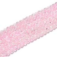 Spray Painted Crackle Glass Beads Strands, Round, Two Tone, Pink, 6mm, Hole: 1.3~1.6mm, about 133pcs/strand, 31.4 inch(CCG-Q002-6mm-01)