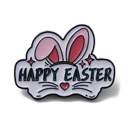 Alloy Rabbit Enamel Pins, Happy Easter Brooch for Easter Gift, Rabbit, 22.5x30x1.5mm(JEWB-R021-02A)