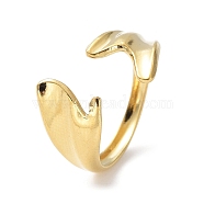 304 Stainless Steel Open Cuff Rings, Fishtail, Real 18K Gold Plated, Inner Diameter: 17.8mm(RJEW-L109-013G)