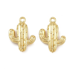Brass Pendants, Cactus, Long-Lasting Plated, Rack Plating, Real 18K Gold Plated, 17.5x13x4.5mm, Hole: 1.4mm(KK-H093-13G)