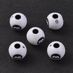 Opaque Acrylic Beads, Round with Number 8, White, 11mm, Hole: 3.8mm, about 595pcs/500g(OACR-P007-69)