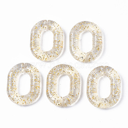 Transparent Acrylic Linking Rings, with Glitter Powder, Quick Link Connectors, For Jewelry Cable Chains Making, Oval, Beige, 24x18x5mm, Inner Diameter: 7x13mm, about 380pcs/500g(TACR-T016-09B)