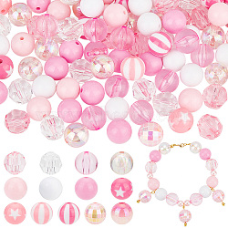 Elite 111Pcs 13 Styles Transparent Acrylic Beads, Faceted, Round, Mixed Color, 15.5~16x15~16mm, Hole: 2~4mm(TACR-PH0001-60)