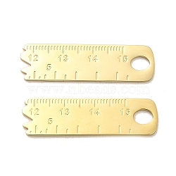 304 Stainless Steel Pendants, Broken Ruler Charms, Real 14K Gold Plated, 34.5x10x0.9mm, Hole: 5x3.5mm(STAS-L022-133G)