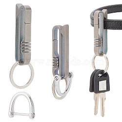 WADORN DIY Belt Loop Keychain Chip Making Kit, Including Alloy D-Ring Shackles Clasps, Titanium Alloy Carabiners Keychain with Detachable Key Ring for Men, Platinum, 5.2x1.6cm(FIND-WR0009-10)