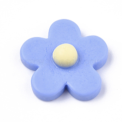 Resin Cabochons, Flower, Cornflower Blue, 18x19x6.5mm(X-RESI-S364-30C)