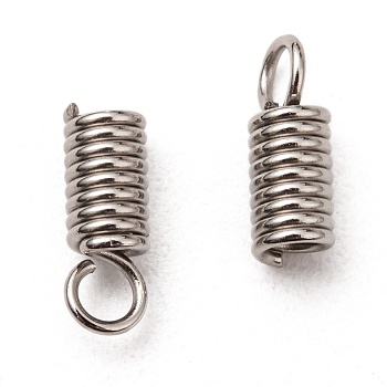 304 Stainless Steel Terminators, Coil Cord Ends, Stainless Steel Color, 10x4mm, Hole: 2.5mm, Inner Diameter: 2.5mm