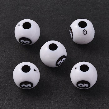 Opaque Acrylic Beads, Round with Number 8, White, 11mm, Hole: 3.8mm, about 595pcs/500g