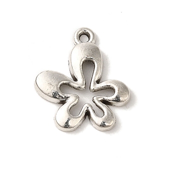 Tibetan Style Alloy Pendants, Cadmium Free & Lead Free, Flower Charms, Antique Silver, 17x15x2mm, Hole: 1.2mm