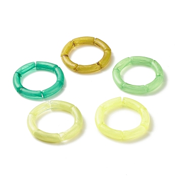 Acrylic Tube Beaded Stretch Bracelets Set, Mixed Color, Inner Diameter: 2-1/8 inch(5.3cm), 5pcs/set