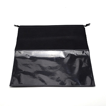 Blank Non-Woven DIY Craft Drawstring Storage Bags, with Plastic Clear Window, for Gift & Shopping Bags, Black, 40x40x0.06~0.45cm