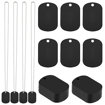 DIY Stamping Blank Tag Necklace Making Kit, Incluidng Rectangle Aluminum Pendant, Stainless Steel Ball Chains, Black, 40Pcs/box