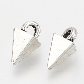 Tibetan Style Alloy Charms, Cone, Cadmium Free & Nickel Free & Lead Free, Antique Silver, 10x5x5mm, Hole: 2mm
