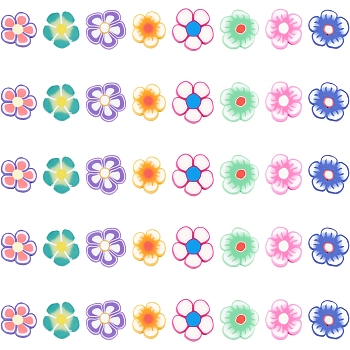SUNNYCLUE 400Pcs 8 Style Handmade Polymer Clay Cabochons, Flower, Mixed Color, 50pcs/Style