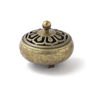 Alloy Incense Burner, Incense Holder for Office Yoga Home Office Decoration, Antique Bronze, Lotus, 36.5x29.5mm
