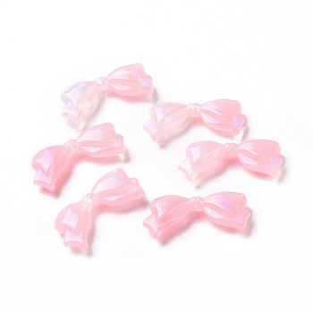 Opaque Acrylic Beads, Glitter Beads, Bowknot, Pearl Pink, 13.5x29x5.5mm, Hole: 1.8mm, about 415pcs/500g