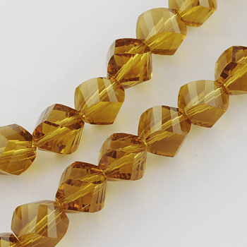 Glass Bead Strands, Faceted, Twist, Dark Goldenrod, 8x7~8x8mm, Hole: 1mm