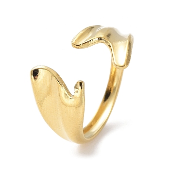 304 Stainless Steel Open Cuff Rings, Fishtail, Real 18K Gold Plated, Inner Diameter: 17.8mm