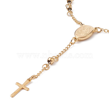 Rosary Bead Bracelets with Cross(BJEW-E282-02G)-2