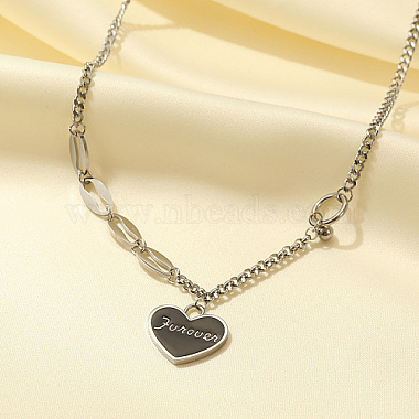 Stainless Steel Enamel Heart Pendant Necklaces for Women(BR5096)-2