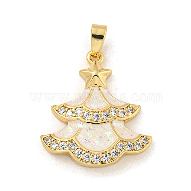 Real 18K Gold Plated Snow Christmas Tree Brass+Cubic Zirconia Pendants