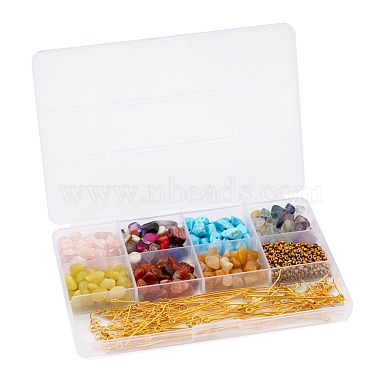 DIY Mixed Stone Chip Beads Earrings Making Kit(DIY-FS0002-38)-7