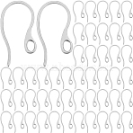 120Pcs 304 Stainless Steel Earring Hooks, Ear Wire with Horizontal Loops, Stainless Steel Color, 22x12x1mm, Hole: 3.5x2mm, 18 Gauge, Pin: 1mm(STAS-BBC0004-28)