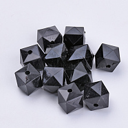 Transparent Acrylic Beads, Faceted, Cube, Black, 10x10x8mm, Hole: 1.5mm, about 900pcs/500g(TACR-Q259-10mm-V72)