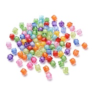 Transparent Acrylic Beads, Bead in Bead, Faceted Cube, Mixed Color, 10x9x9mm, Hole: 2mm, about 1050pcs/500g(TACR-S112-10mm-M)