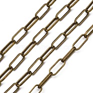 Iron Paperclip Chains, Flat Oval, Drawn Elongated Cable Chains, Unwelded, with Spool, Antique Bronze, 19x8x2mm, about 328.08 Feet(100m)/roll(CH-R026-19x8mm-AB-NF)