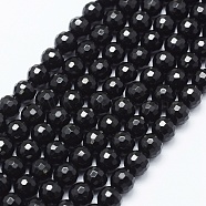 Natural Black Onyx Beads Strands, Dyed, Round, Faceted(128 Facets), 12mm, Hole: 1mm, about 33pcs/strand, 15.35 inch(39cm)(G-E469-06-12mm)