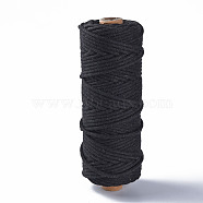 Cotton String Threads, Macrame Cord, Decorative String Threads, for DIY Crafts, Gift Wrapping and Jewelry Making, Black, 3mm, about 54.68 yards(50m)/roll(OCOR-T001-01-05)