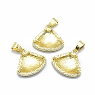 Natural Quartz Crystal Pendants, with Brass Findings, Triangle, Faceted, Golden, 17.5x19x6.5mm, Hole: 3.5x5mm(G-O176C-05G)