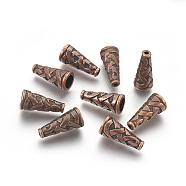 Tibetan Style Alloy Bead Cone, Cadmium Free & Nickel Free & Lead Free, Red Copper, 18x8x8mm, Hole: 1mm(X-TIBEB-00821-R-NR)