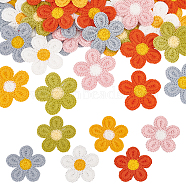 60Pcs 6 Colors  Candy Color Two Tone Crochet Flower Appliques, Computerized Embroidery Cloth Patches, Costume Accessories, Sewing Craft Decoration, Mixed Color, 60x58x2.5mm, 10pcs/color(PATC-FG0001-52)