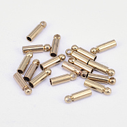 Brass Cord Ends, End Caps, Nickel Free, Column, Raw(Unplated), 6x2mm, Hole: 1mm, Inner Diameter: 1.5mm(KK-F713-31C)