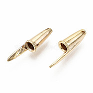 Brass Pendants, Nickel Free, Pen Cap, Real 18K Gold Plated, 15.5x3.5x4mm, Hole: 0.7mm(X-KK-S360-031-NF)